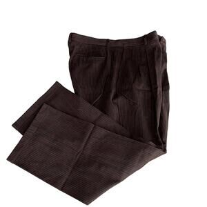 Claiborne Brown Brushed Cotton Pinstripe Cuffed Slacks, Size 38/30